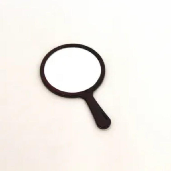 赤い漆塗りの手鏡 椿の花模様