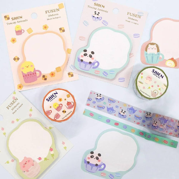 彩園 付箋 かわいいティーカップ ひよこデザイン 30枚