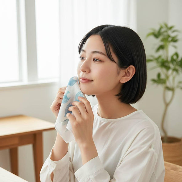 7層モスリン布巾 ブルーバードデザイン コットン布巾