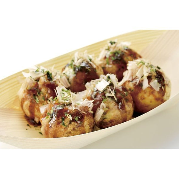 下村 たこ焼きトレー 使い捨て木製サービングボート (10個)