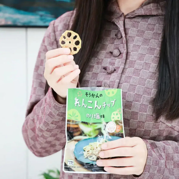 総甘海苔レンコンチップス 日本の海藻風味レンコンチップス 18g (6個パック)