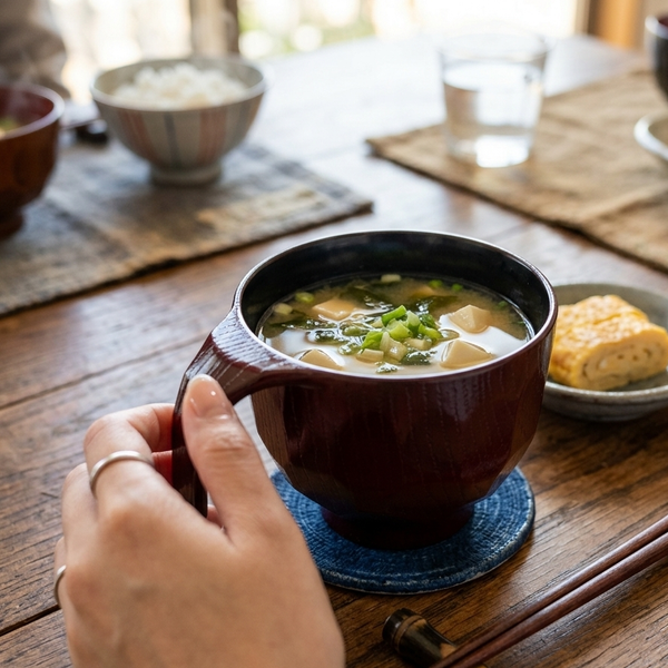 若潮木製スープカップ スタッキングカップ 黒漆仕上げ