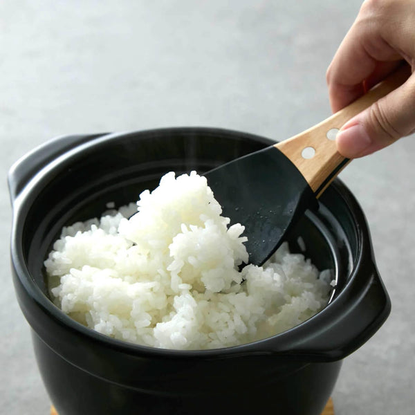 スタイリッシュなノンスティックライススプーン木製ハンドル20センチメートルとスクープ