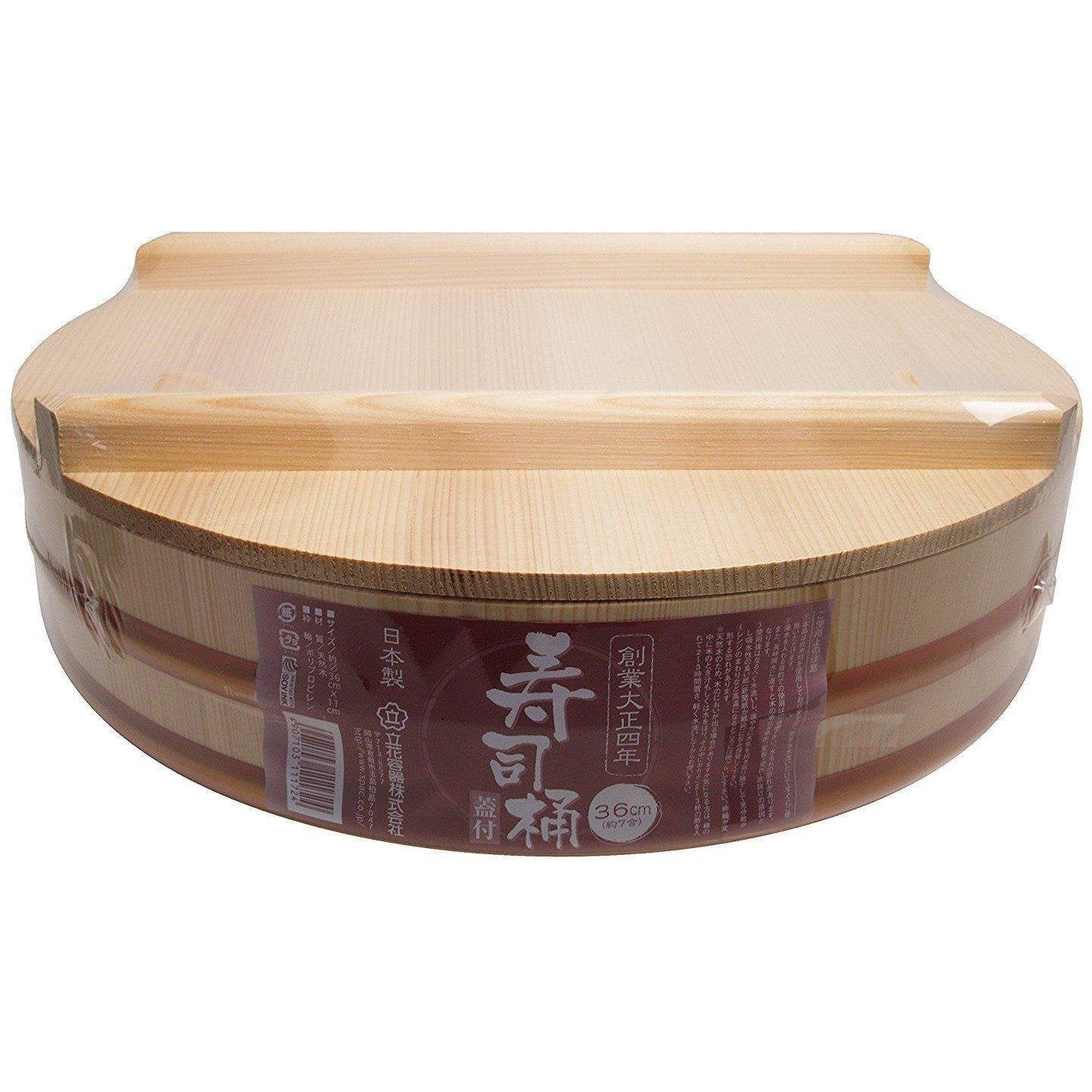 立花寿司桶 木製半切丼 蓋付き 36cm