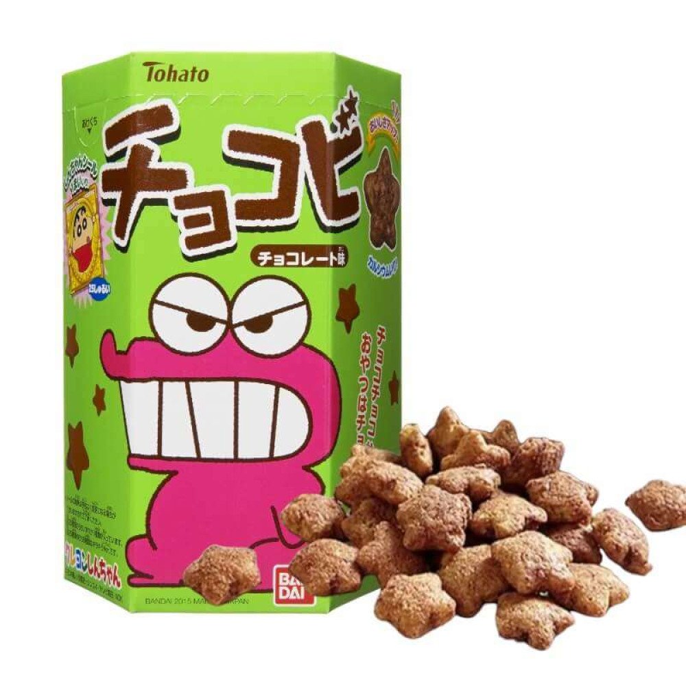 東ハト チョコビ 星型チョコレートコーンパフスナック + しんちゃんステッカー 25g (3個パック)
