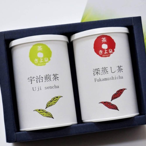 宇治抹茶ギフトセット 煎茶＆深蒸し茶 缶入り 160g
