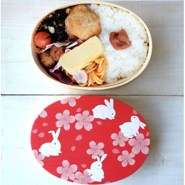 若兆 木製弁当箱 うさぎとさくら 和食弁当箱 700ml