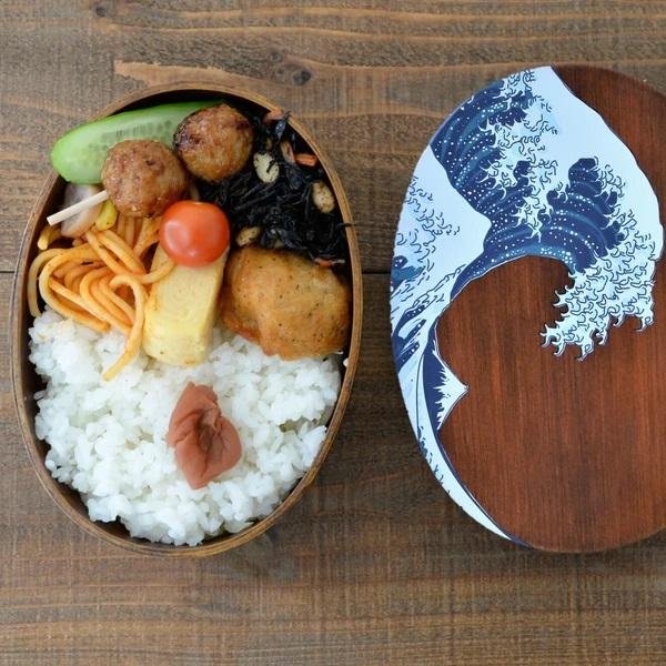 若兆 木製弁当箱 大波デザイン 和食弁当箱 700ml