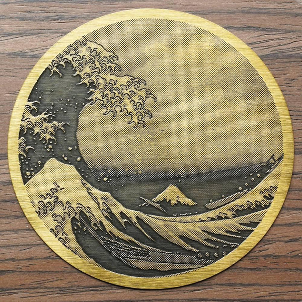 真鍮製コースター 浮世絵 神奈川沖浪裏 デザイン