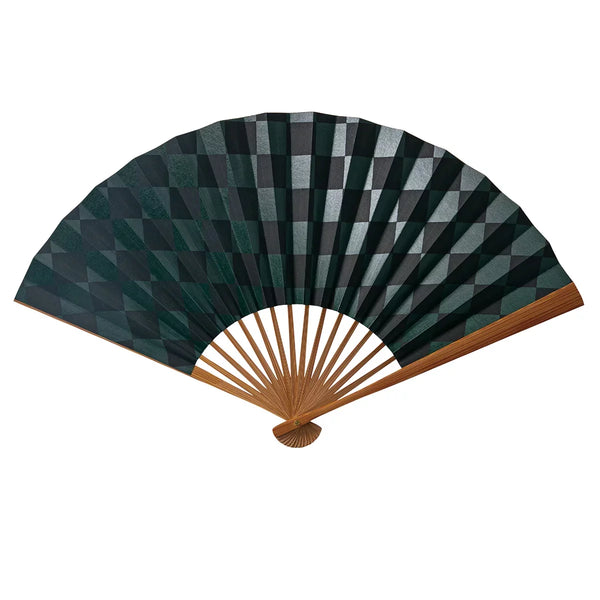 ヤマニ 黒市松柄 大扇子 25.5cm