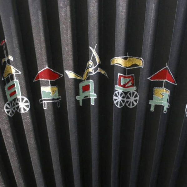 ヤマニ祭屋台 黒扇子 21.5cm