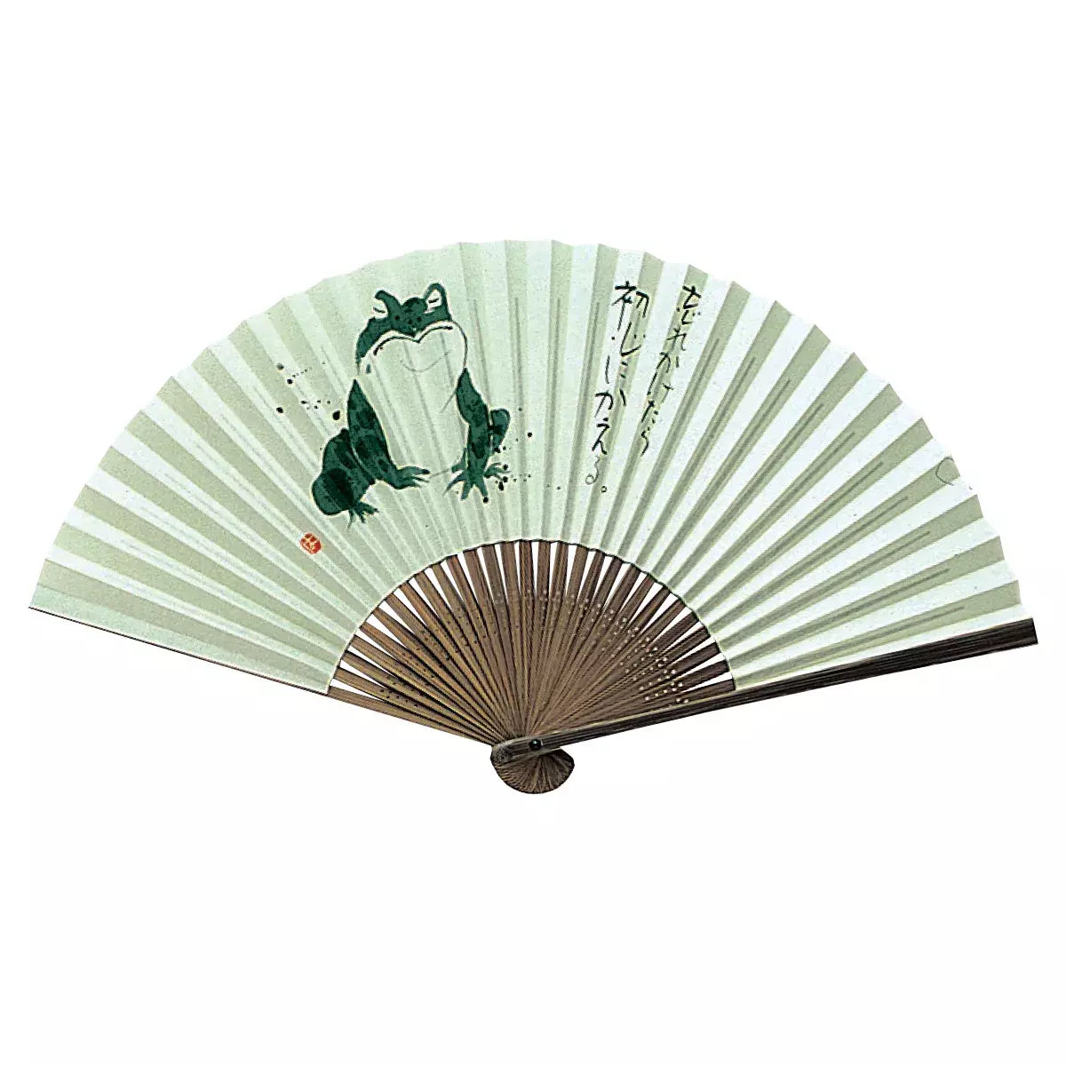 ヤマニ扇子 伝統的な日本の扇子 カエル柄 22.5cm