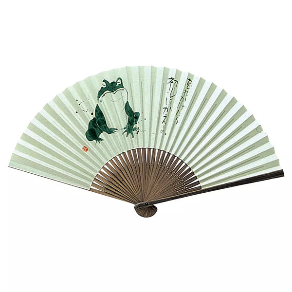 ヤマニ扇子 伝統的な日本の扇子 カエル柄 22.5cm