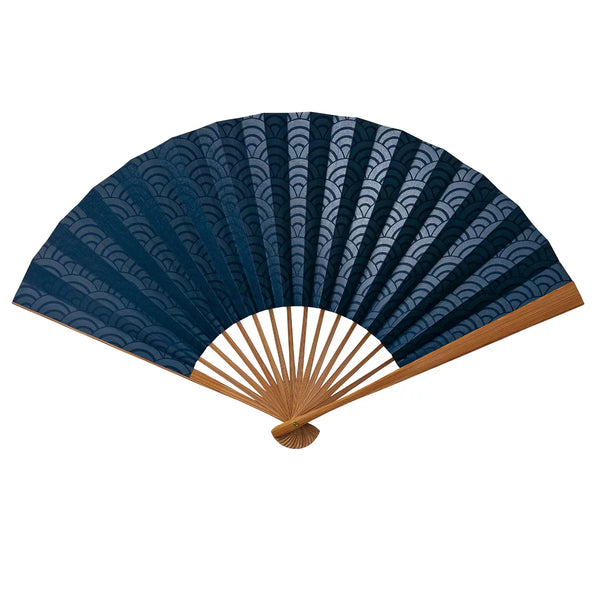 ヤマニ 青海波 波模様 大型扇子 25.5cm