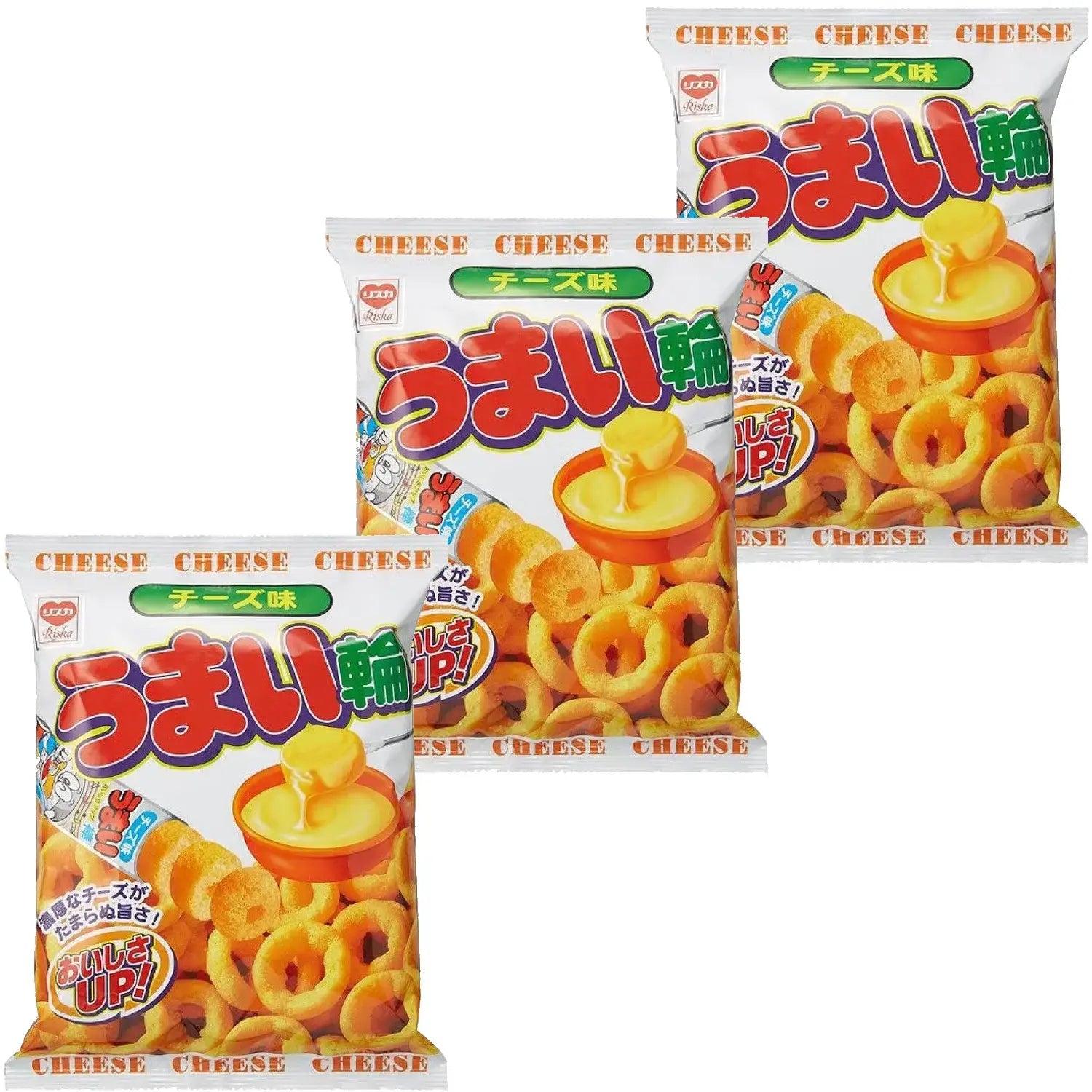 やおきん うまいわー チーズ味コーンパフリング 75g (3個入り)